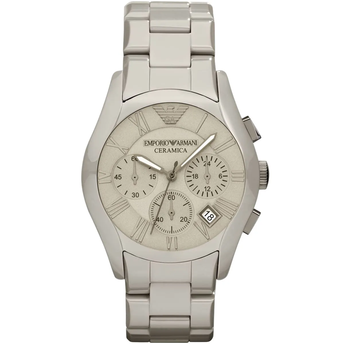 Emporio Armani Valente Large Chronograph Grey Ceramic Men's Watch - AR1459