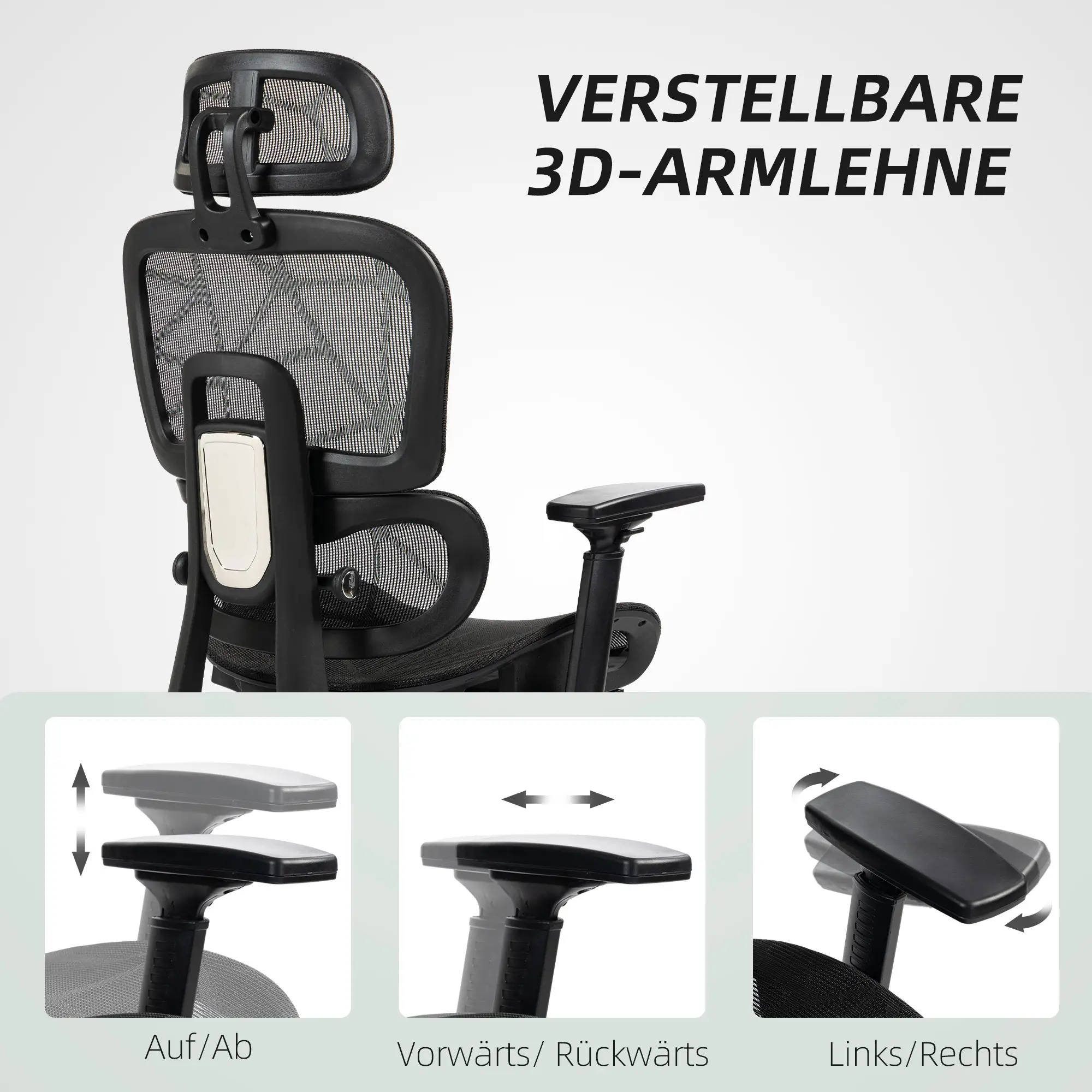 HOMCOM Bürostuhl ergonomisch verstellbar mit Liegefunktion