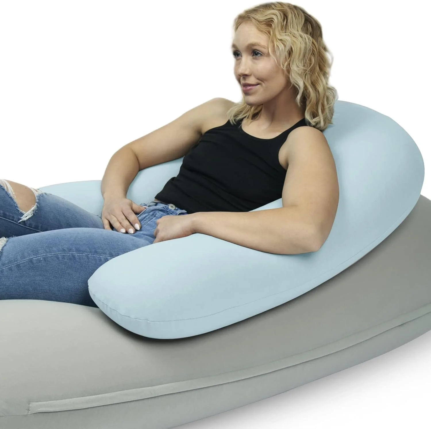 Moon Pod Crescent Backrest for Bean Bag Chair, Charcoal - The Zero-Gravity Beanbag for Stress, Anxiety, & All Day Deep Relaxation - Ultra Soft & Ergonomic Support for Back & Neck- For The Whole Family