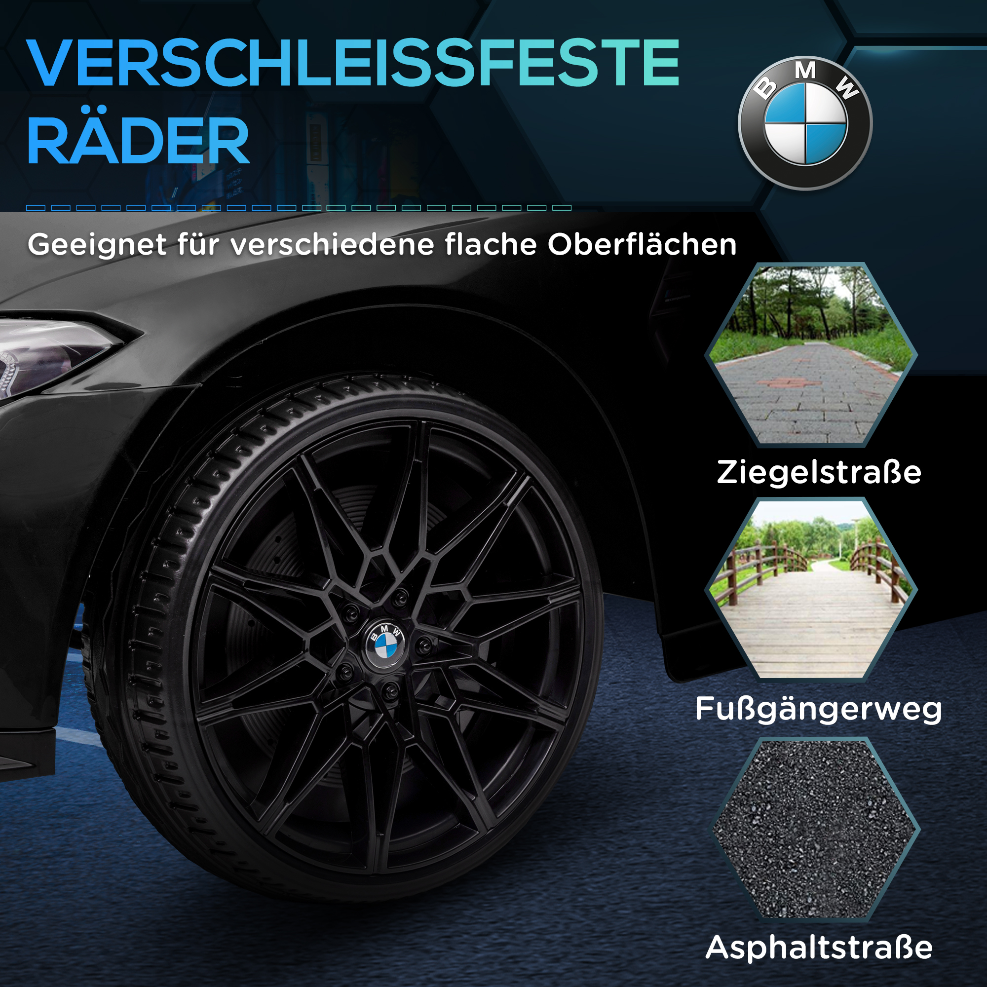 AIYAPLAY Elektro Kinderauto BMW M4, Sound & Licht, 3-5 km/h, inkl. Fernsteuerung, für 3-5 Jahre, Schwarz