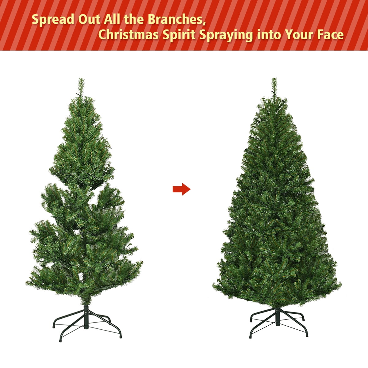Costway 8Ft Pre-Lit Artificial Christmas Tree Hinged 750 LED Lights