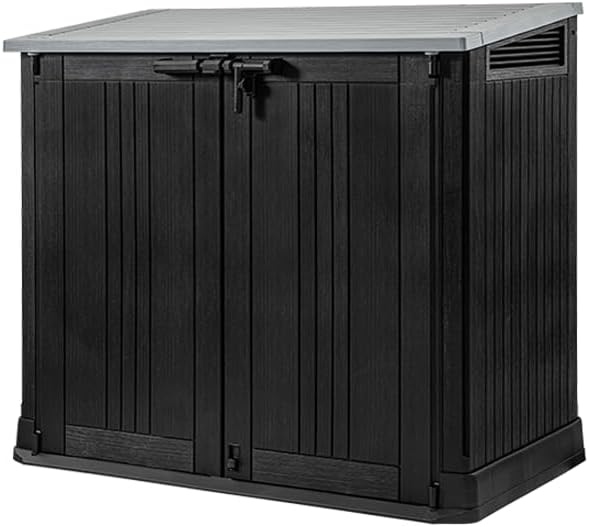 2026 Keter Sio Nova -Cobertizo de jardín Exterior, Capacidad 880L, Color Gris, 132 x 71,5 x 113,5 cm