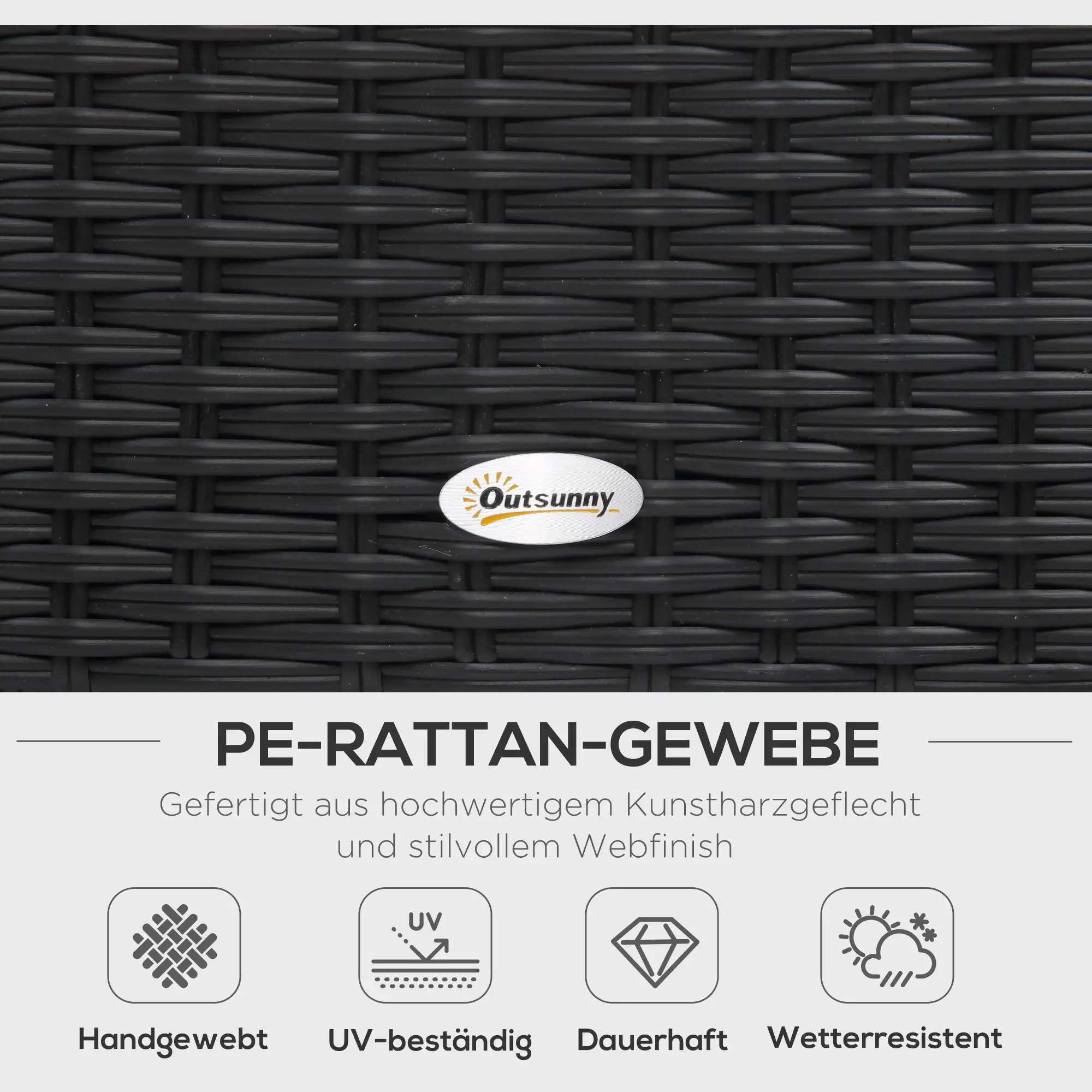 Outsunny Gartenmöbelset 4-teilig wetterfest mit Ablage Polyrattan