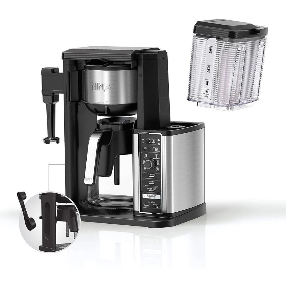 2025 Cafetera Especialidad Ninja con Jarra de Vidrio de 50 Oz, Acabado en Negro y Acero Inoxidable