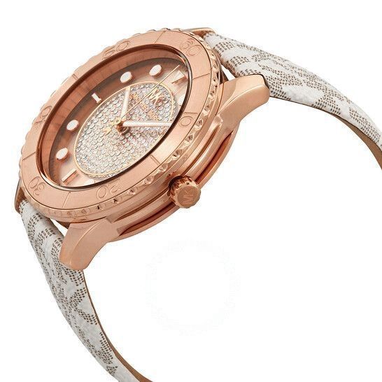 Michael Kors Oversized Runway Dive Pavé Rose Gold-Tone and Logo Women's Watch - MK6980