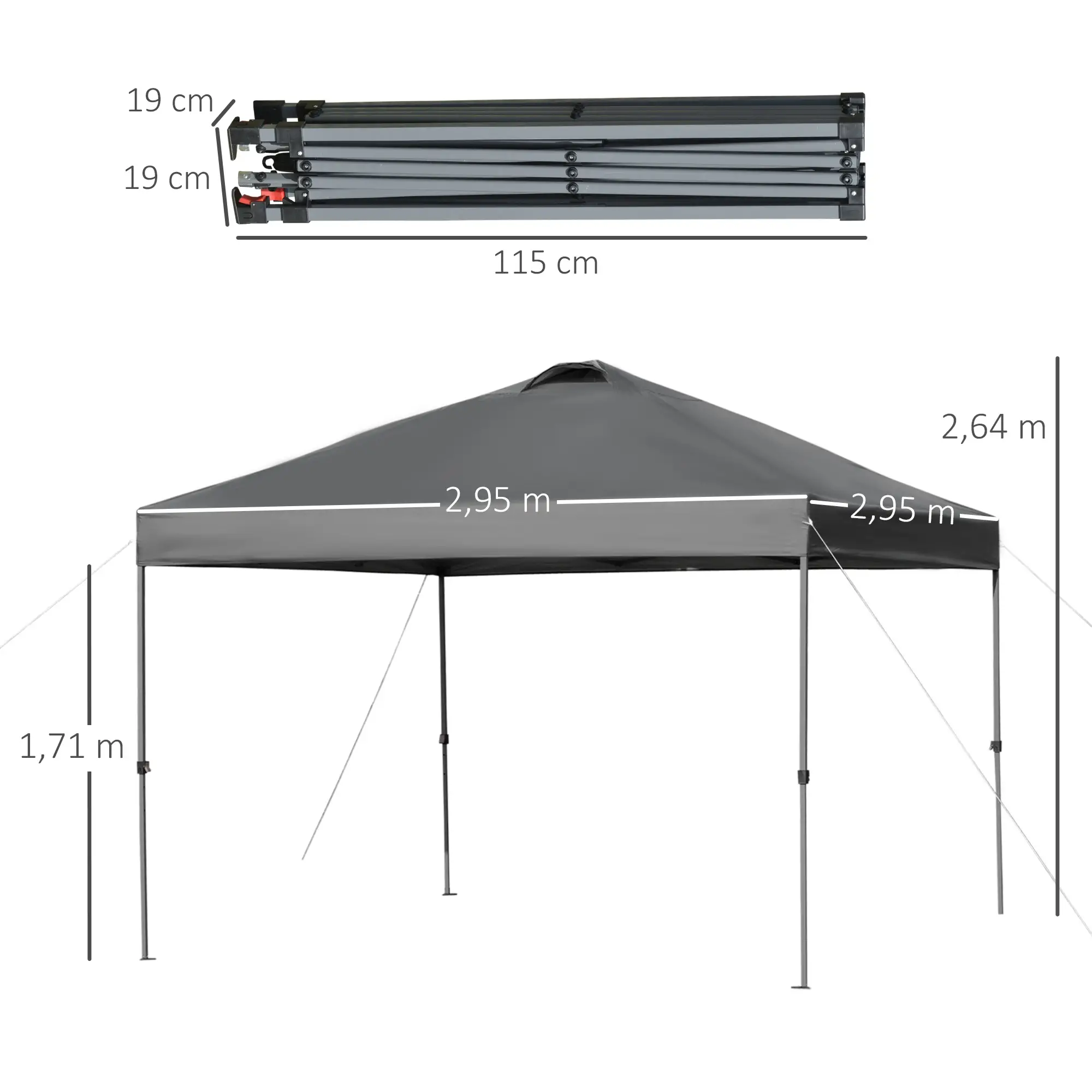Outsunny Pavillon 3x3 m wasserdicht & faltbar