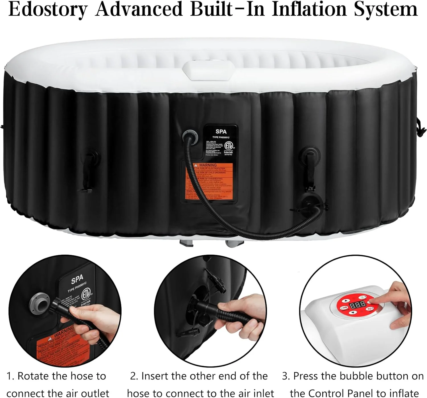 Edostory Hot Tub Inflatable Portable Oval Spa 2 Person Hot Tub with 90 Bubble Jets