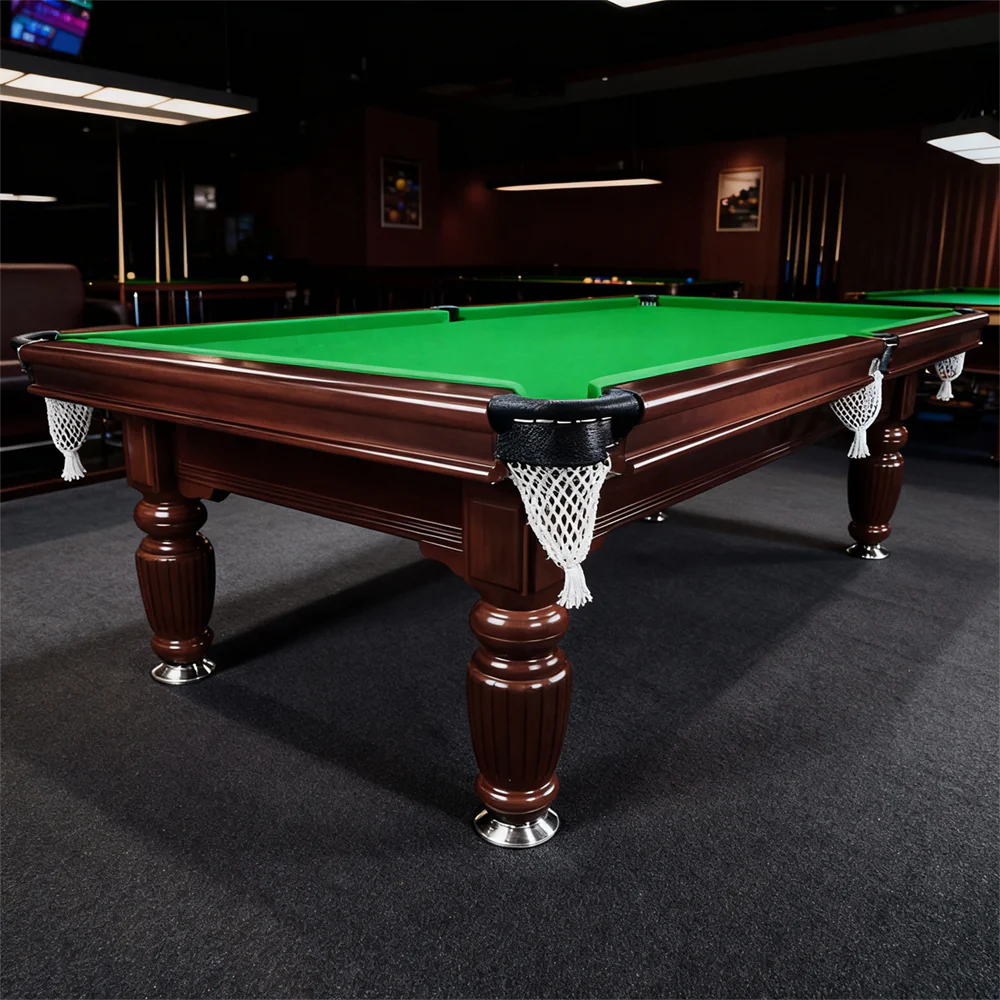 Classic Slate Pool Table with Cues and Balls Set for Home or Lounge, Walnut Wood, 8FT