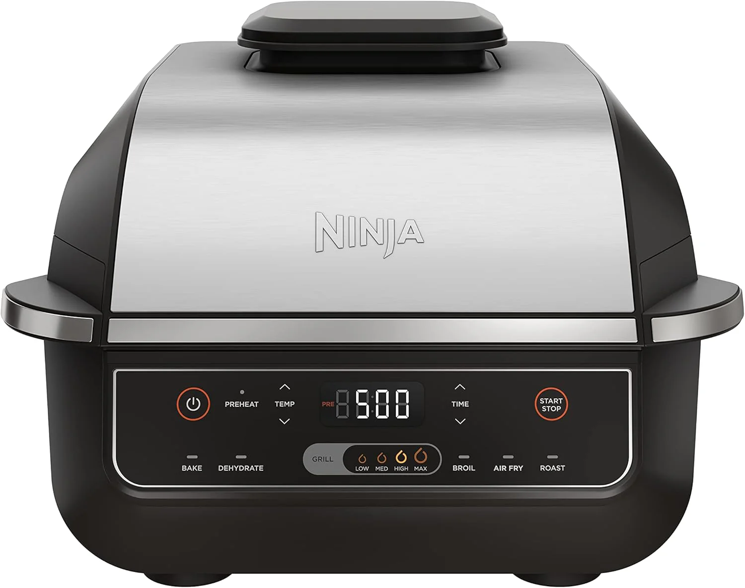 Ninja | Indoor Grill | Foodi | 5-in-1 (Grill, Air Fry, Roast, Bake, and Dehydrate | Fits up to 3lb Roast | Smoke Control System and Dishwasher Safe Parts| Black/Grey | AG301