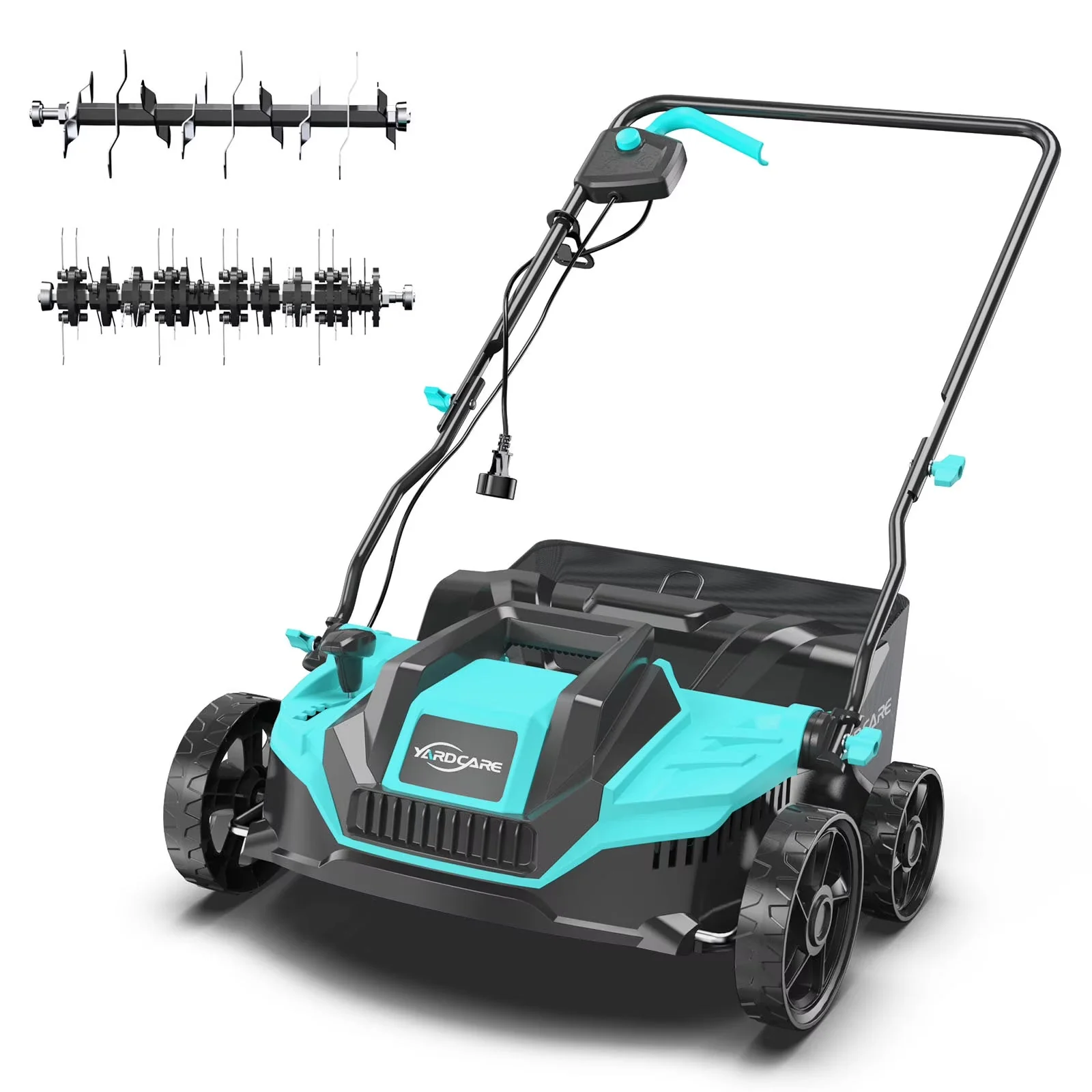 2-in-1 Scarifier and Dethatcher -C Deep Soil Revitalization with High-Torque Motor, Adjustable Depth Control, Dual Safety Switch & Removable 10.5-Gallon Thatch Bag