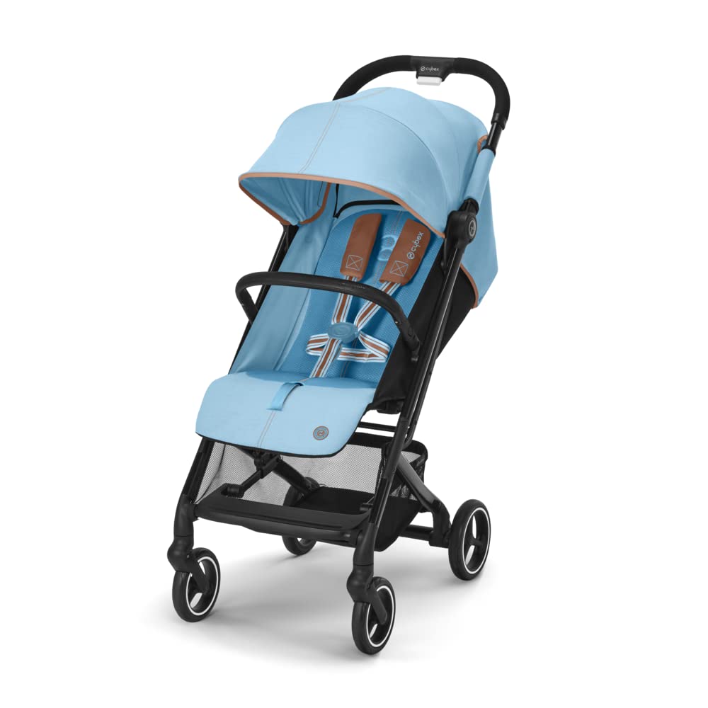 Cybex Gold Kinderwagen Beezy mit One-Pull Harness, Ab Geburt bis ca. 4 Jahre (max. 22 kg), Kompakt und ergonomisch, Almond Beige (Beige mit schwarzem Rahmen)