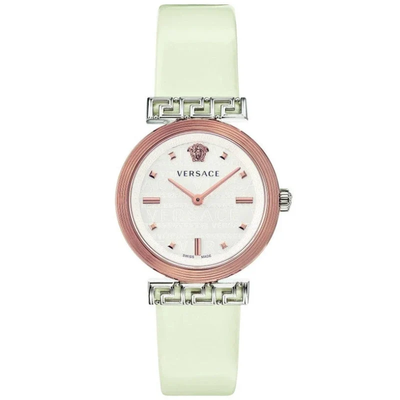 Versace Meander White Leather Strap Women's Watch - VELW00120