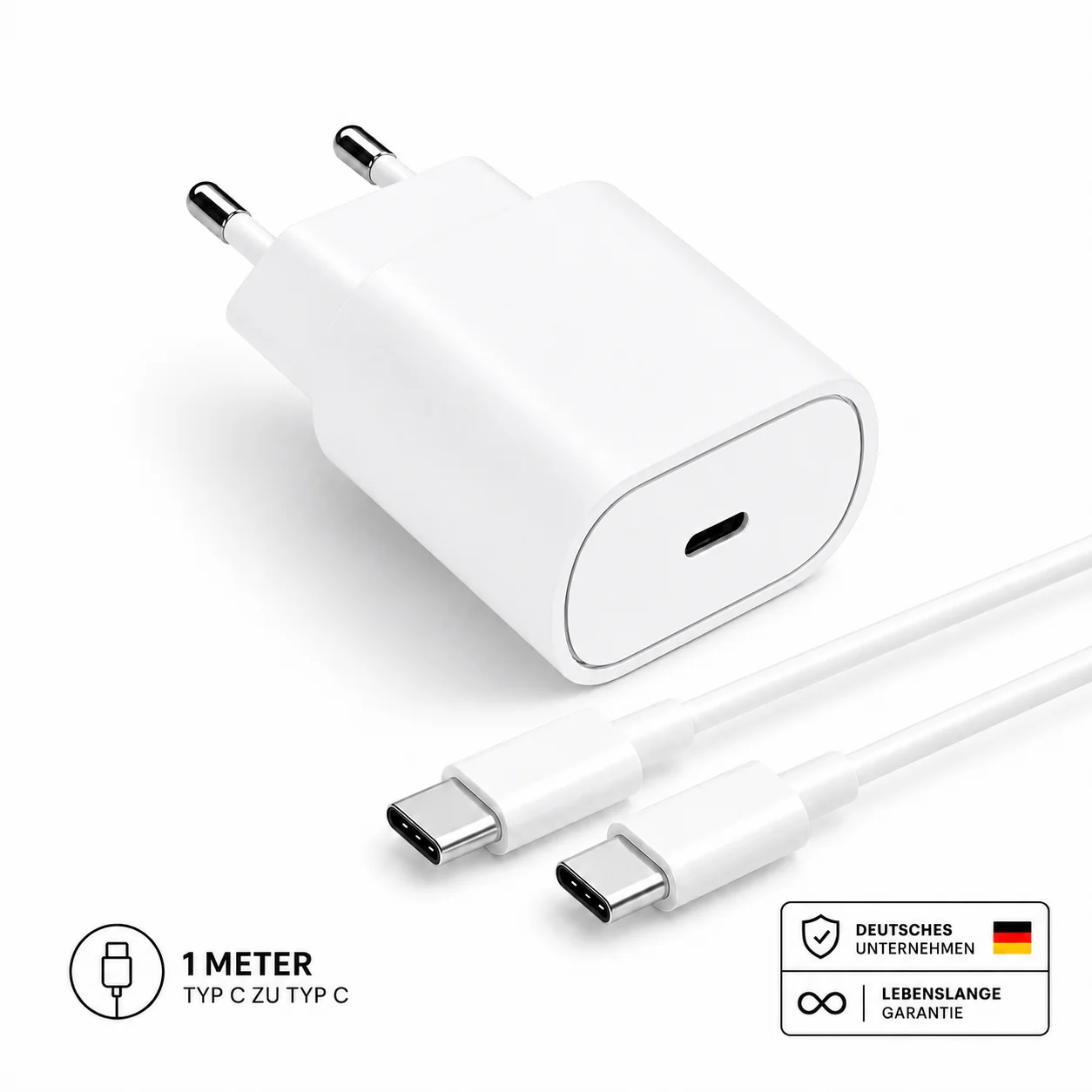 25W USB-C Ladegerät mit Kabel �?Netzteil, Adapter & Schnellladestecker für iPhone & Samsung