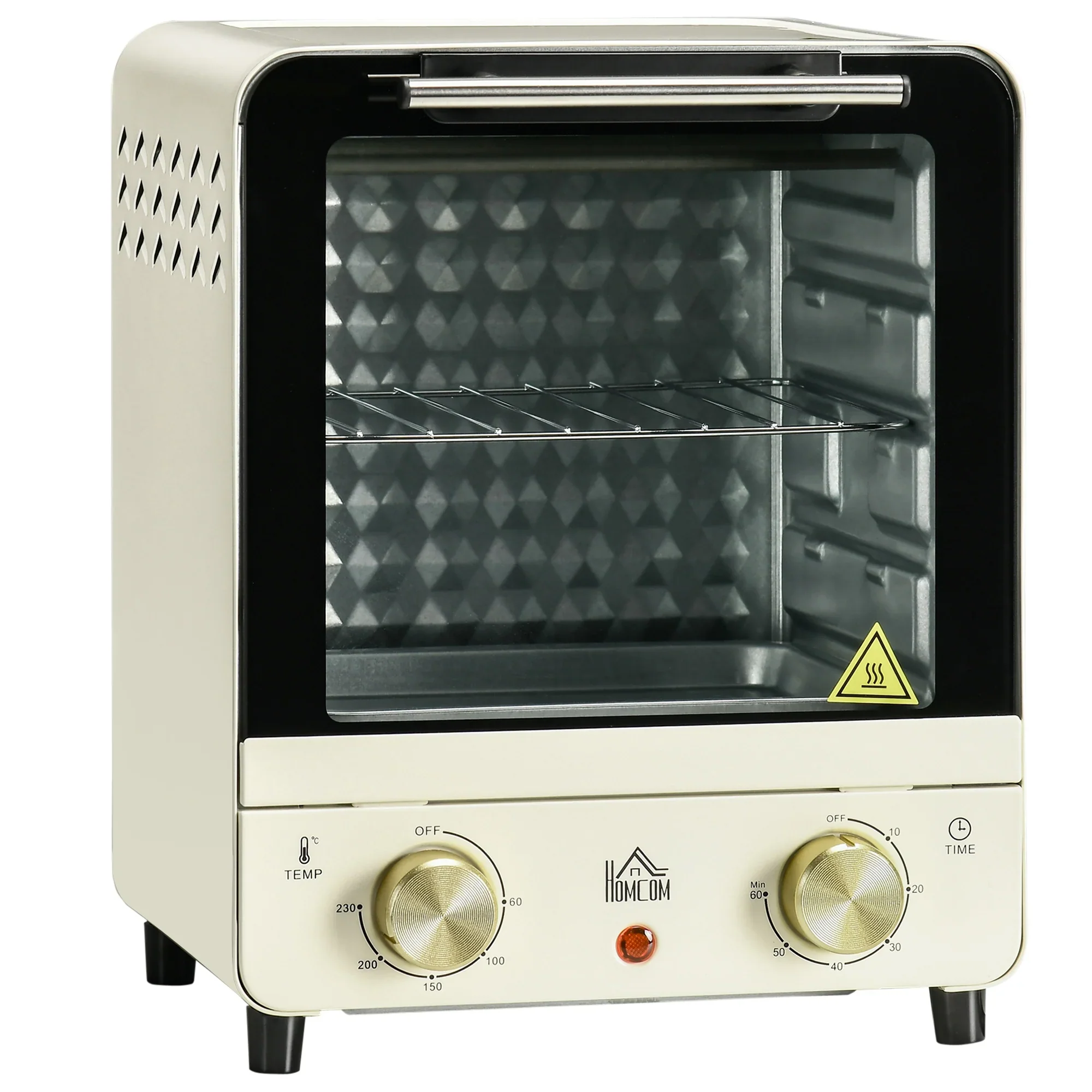 HOMCOM Mini-oven instelbare temperatuur timer kijkvenster cr��mewit