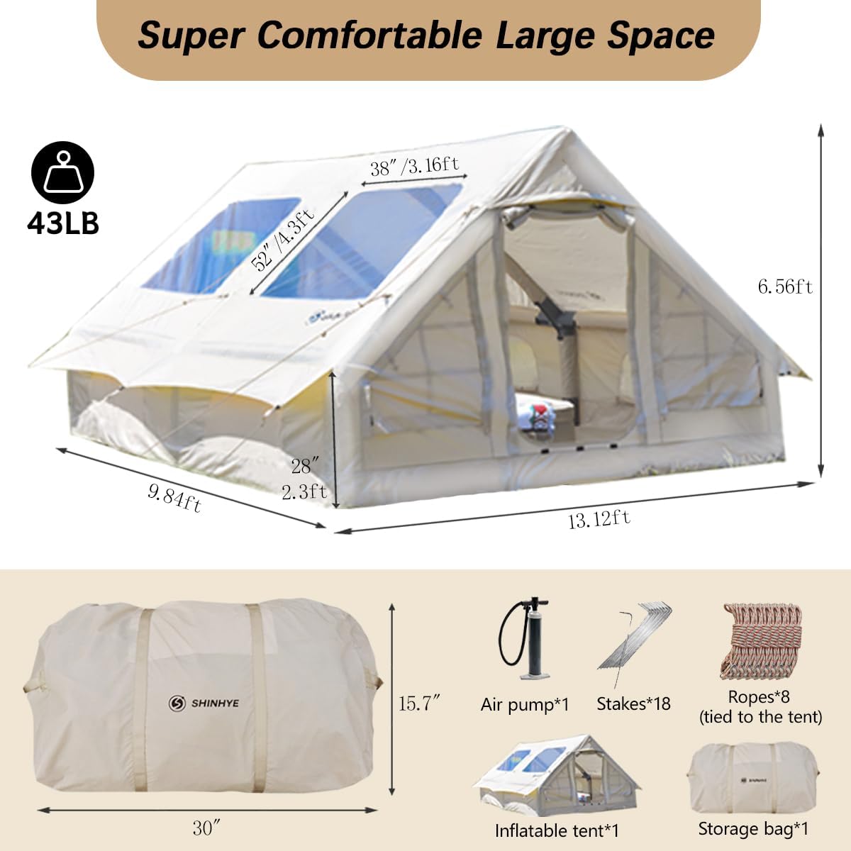 ShinHye Inflatable Tent Air Tent Camping Tent 4 People