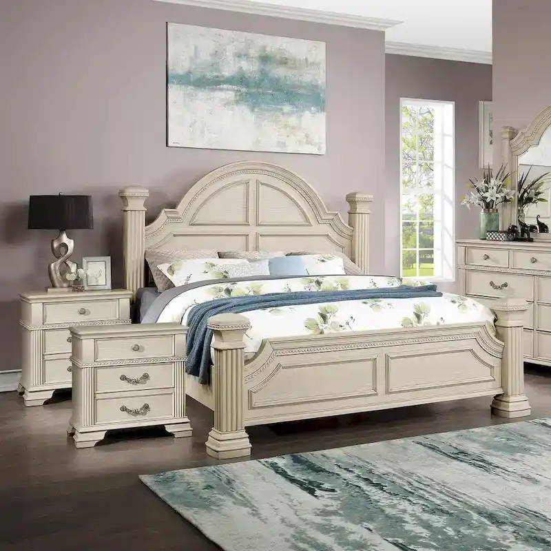 Stroh Traditional Wood 3-piece Poster Bedroom Set with USB by Furniture of America