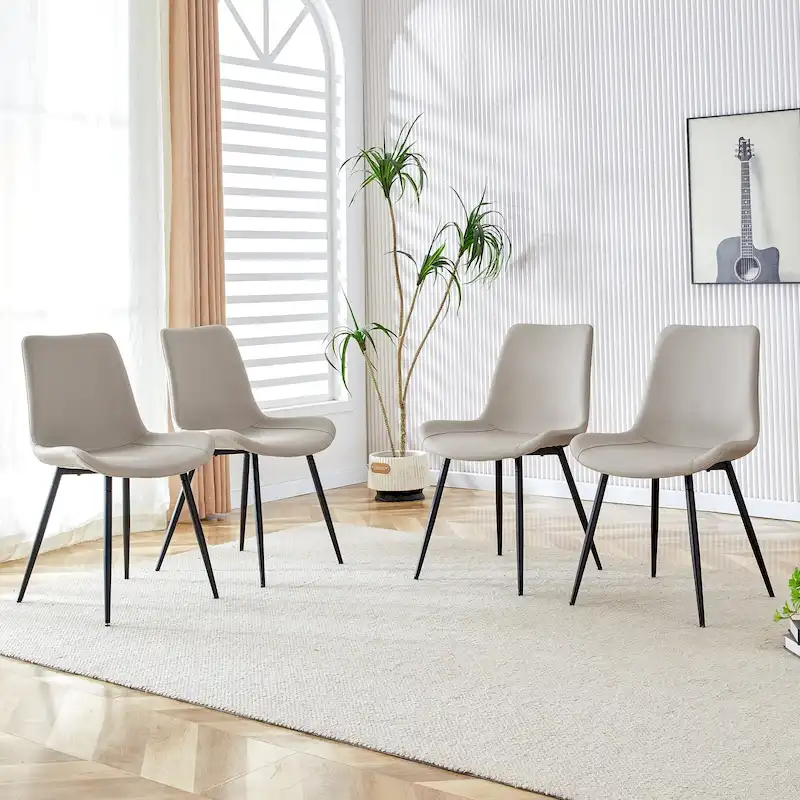 Set of 4 Modern Artificial Leather Dining Chairs for Kitchen