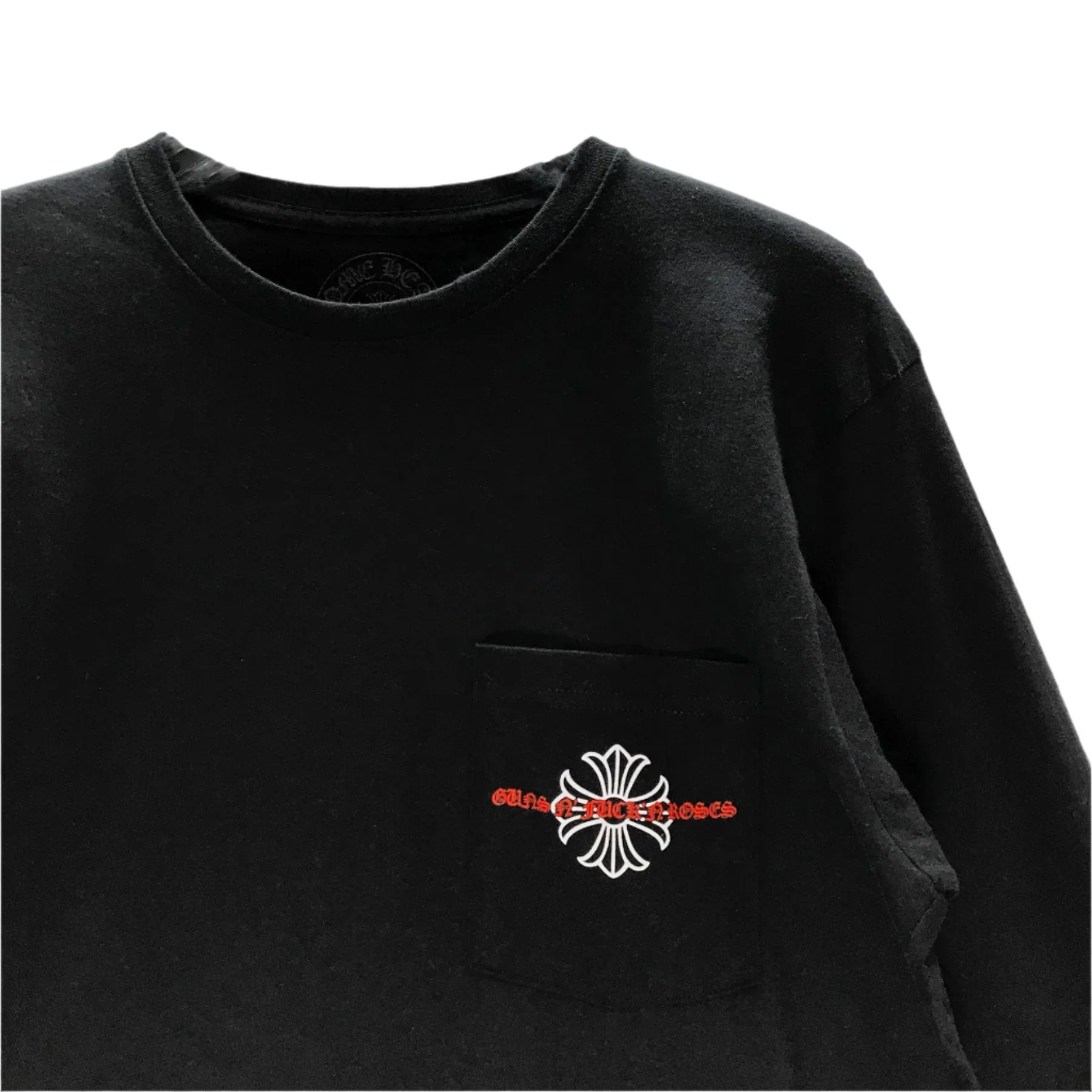 Gun N' Roses Black Cross Embroidered Logo Long Sleeve Tee