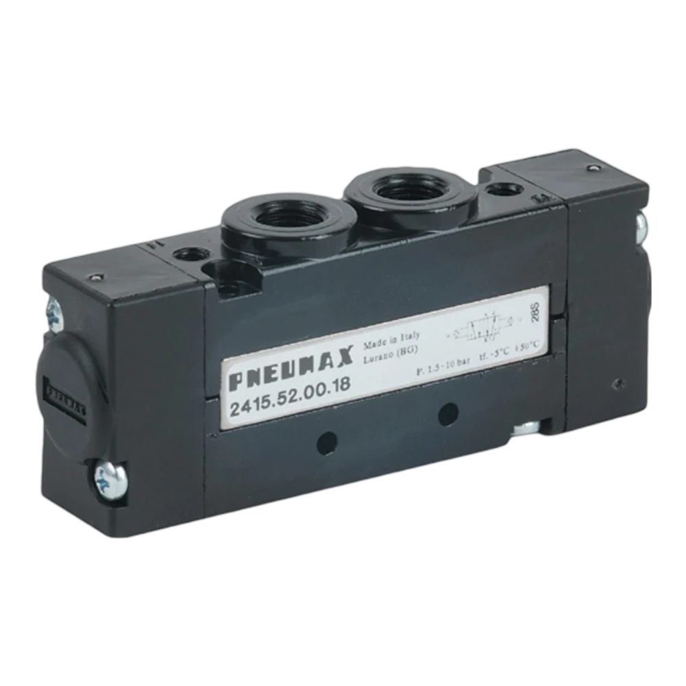Pneumax 2415.53.31.24.02 G1/8 18mm 5/3 Closed Centres Sol/Sol 24Vdc Ext Pilot