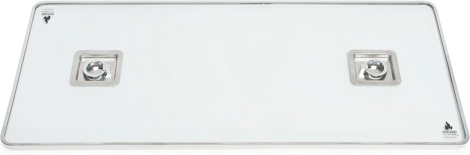 Outland Fire Table Tempered Glass Lid Insert for Series 401/403 Outdoor Propane Fire Pit Tables, Rectangular 29-Inch x 13-Inch x 5/16-Inch �C Includes Bracket Set for Horizontal Interior Slide Storage