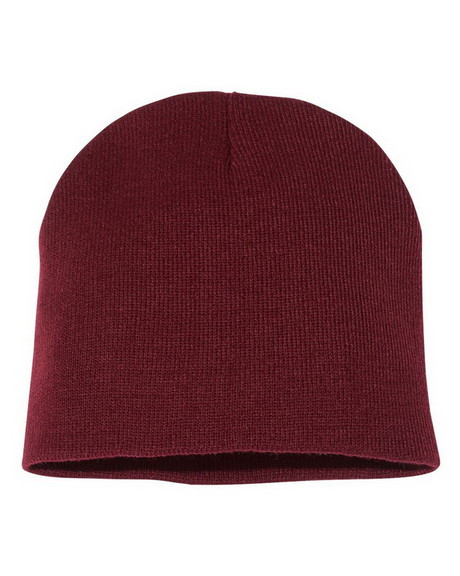 Short Beanie Hat Burgundy 5743