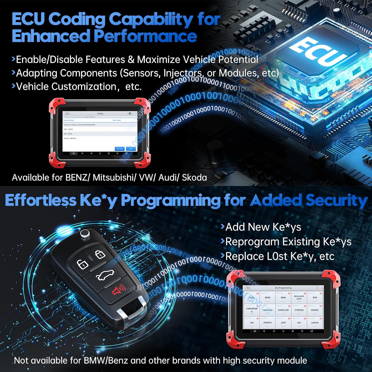 XTOOL D7 OBD2 Scanner: 2024 Automotive Diagnostic Tool with ECU Coding, Bidirectional Controls, 36+ Resets, Android 10, 3-Year Updates