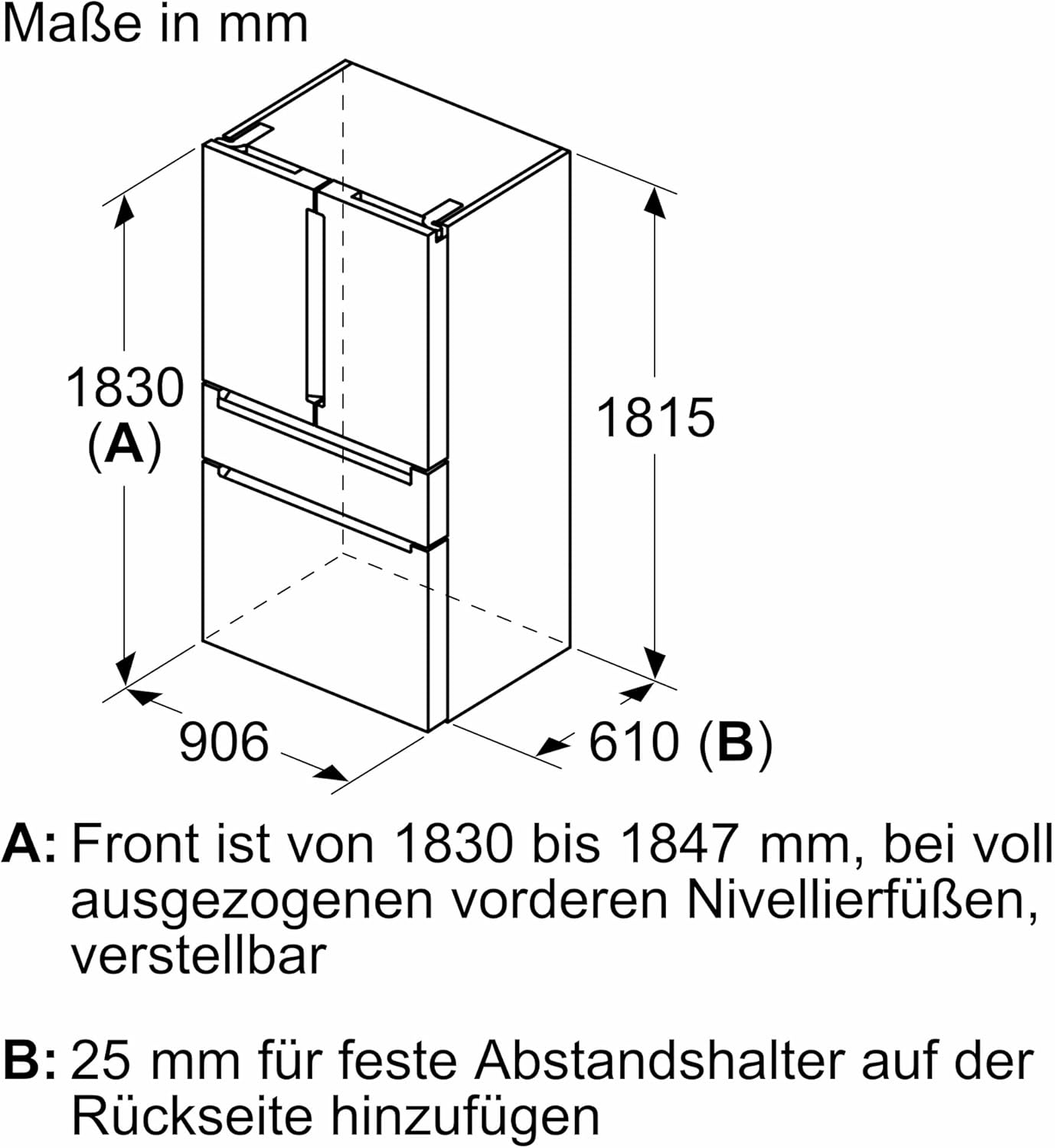 SIEMENS KF96NVPEA iQ300 Multi-Door-Kühlschrank, 183 x 91 cm, 405 L Kühlen & 200 L Gefrieren, hyperFresh längere Frische, noFrost nie wieder abtauen, superCooling schnellere Kühlung