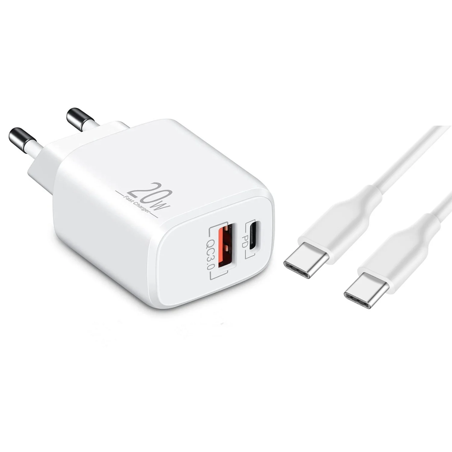 Schnellladegerät USB-C + USB-A Dual Netzteil Universal mit Kabel