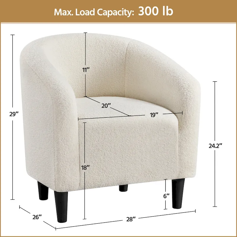 Yaheetech Club Chair Accent Barrel Chair Upholstered Arm Chair