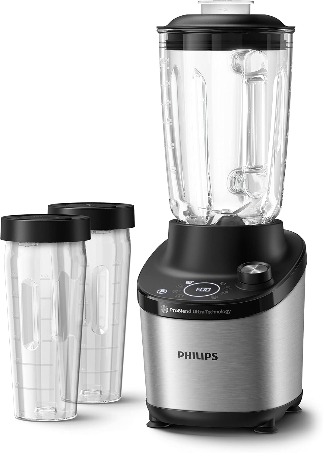 Philips Standmixer 7000 Series - 1500 Watt, 2 Liter, ProBlend Ultra Technologie, Schnellauswahlprogramme, HomeID Rezepte, Quick Clean-Funktion, 2 Tritan-Becher (HR3760/10)
