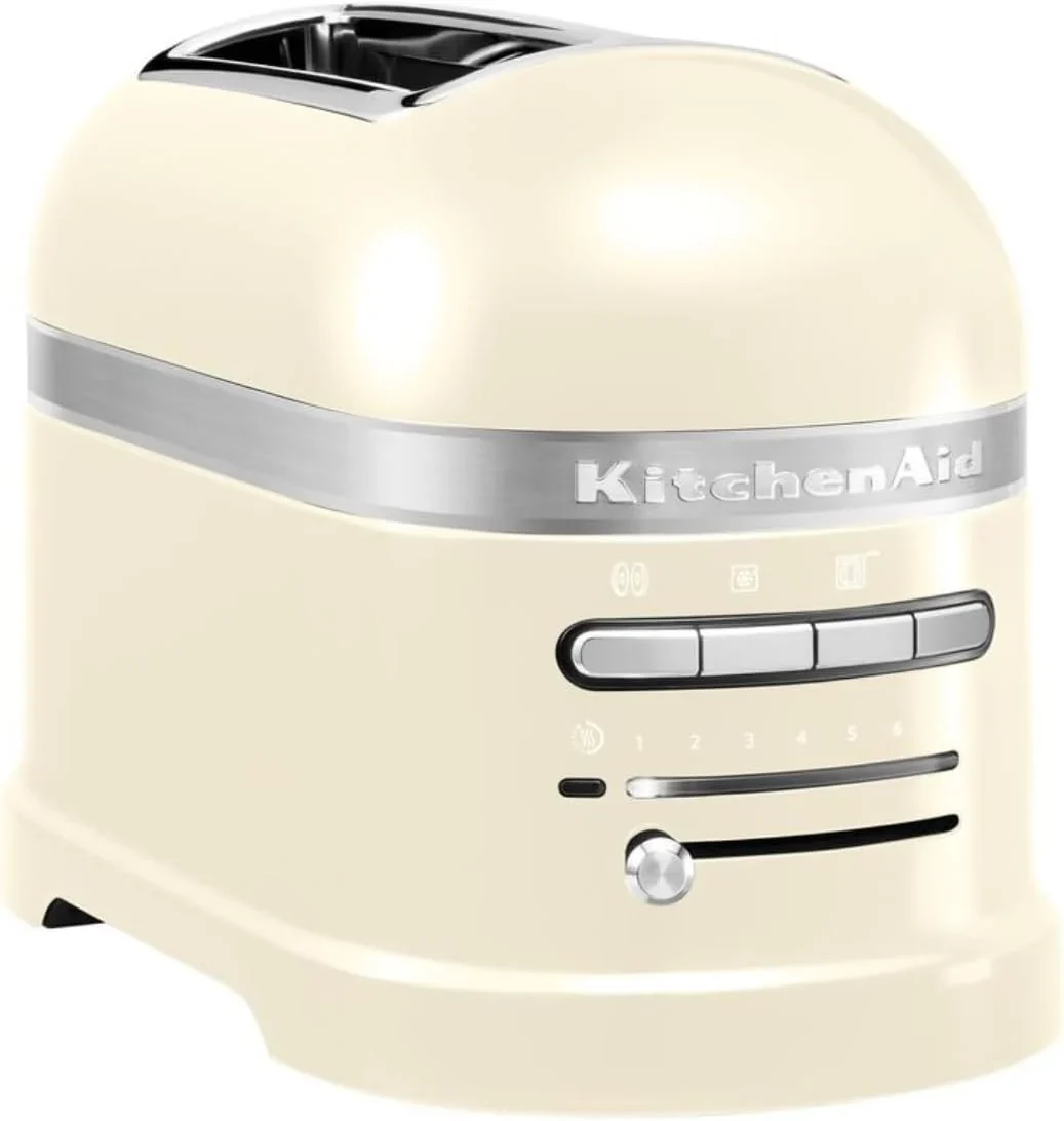 KitchenAid Tostadora de Pan con Doble Ranura Ancha - Artisan - Para Diferentes Tipos de Pan - 7 Niveles de Tostado - Con Rejilla para Sándwiches - Crema