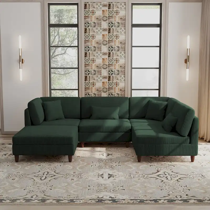 Modular Sectional Sofa with Ottoman and Configurable Design