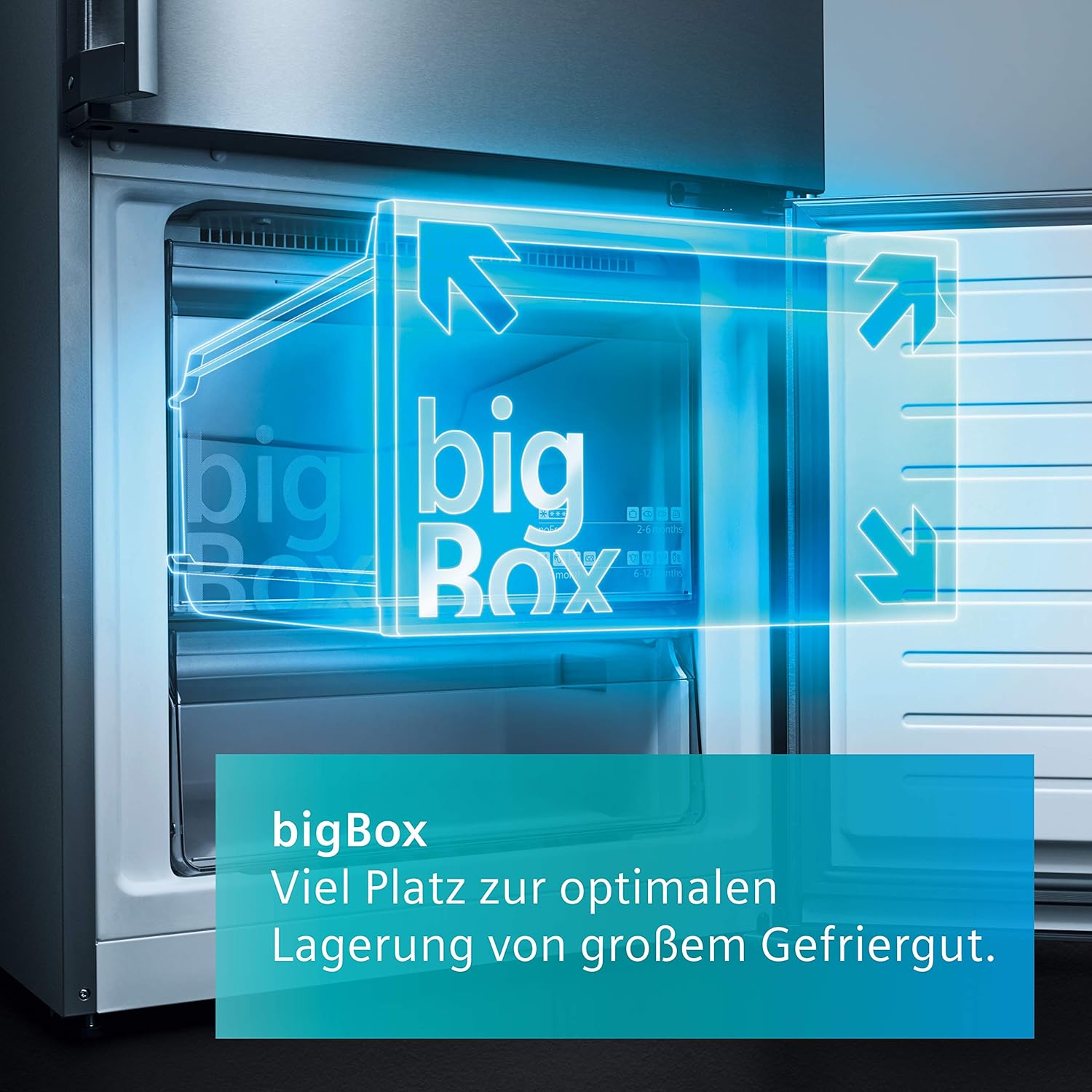 Siemens GS54NAWCV iQ500 Gefrierschrank, 176 x 70 cm, 327 L, noFrost nie wieder abtauen, bigBox Platz für großes Gefriergut, varioZone flexible Glas-und Schubladen, Weiß
