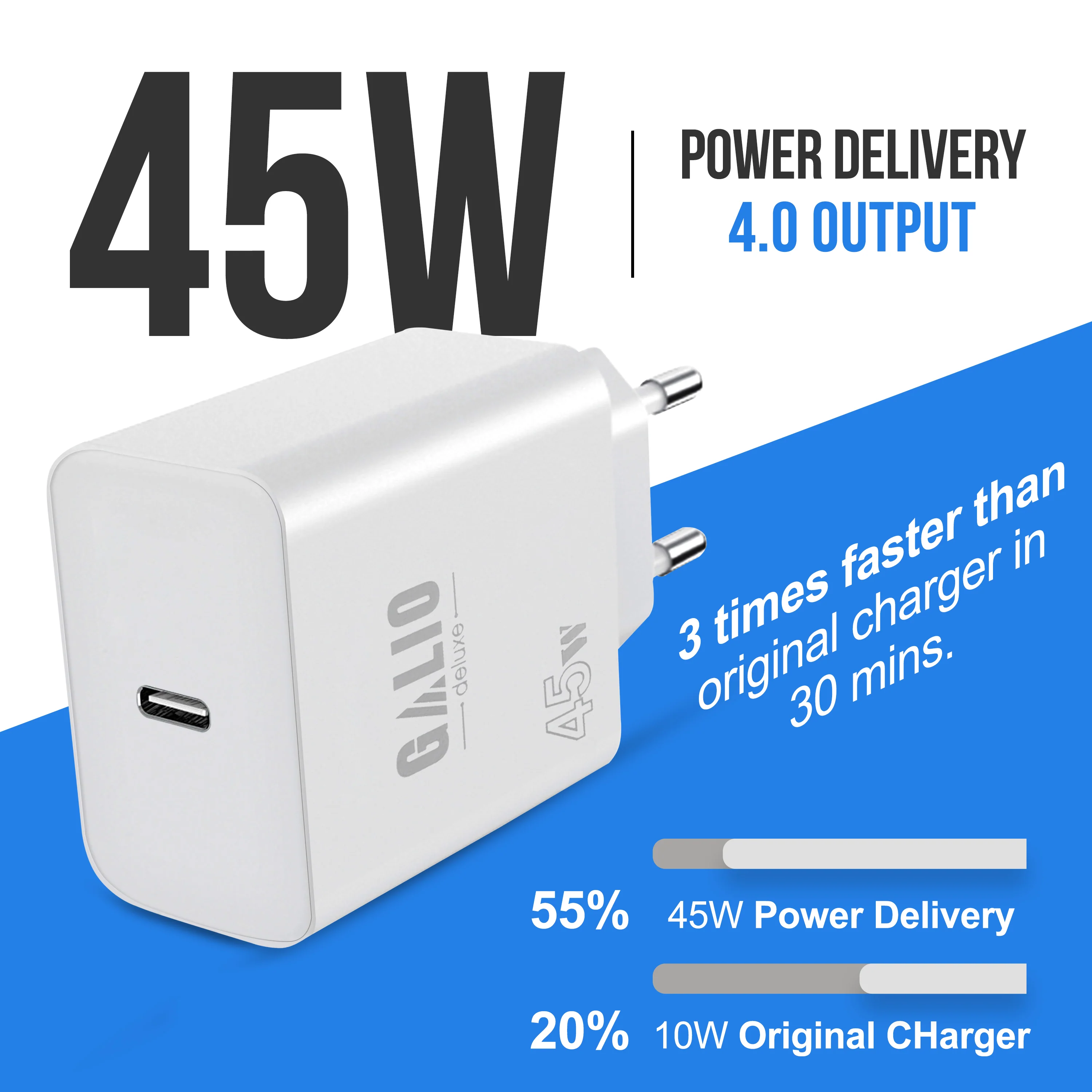 45W USB-C Schnellladegerät mit Kabel �?Netzteil, Ladegerät & Ladeadapter für iPhone, Samsung, Xiaomi & Huawei