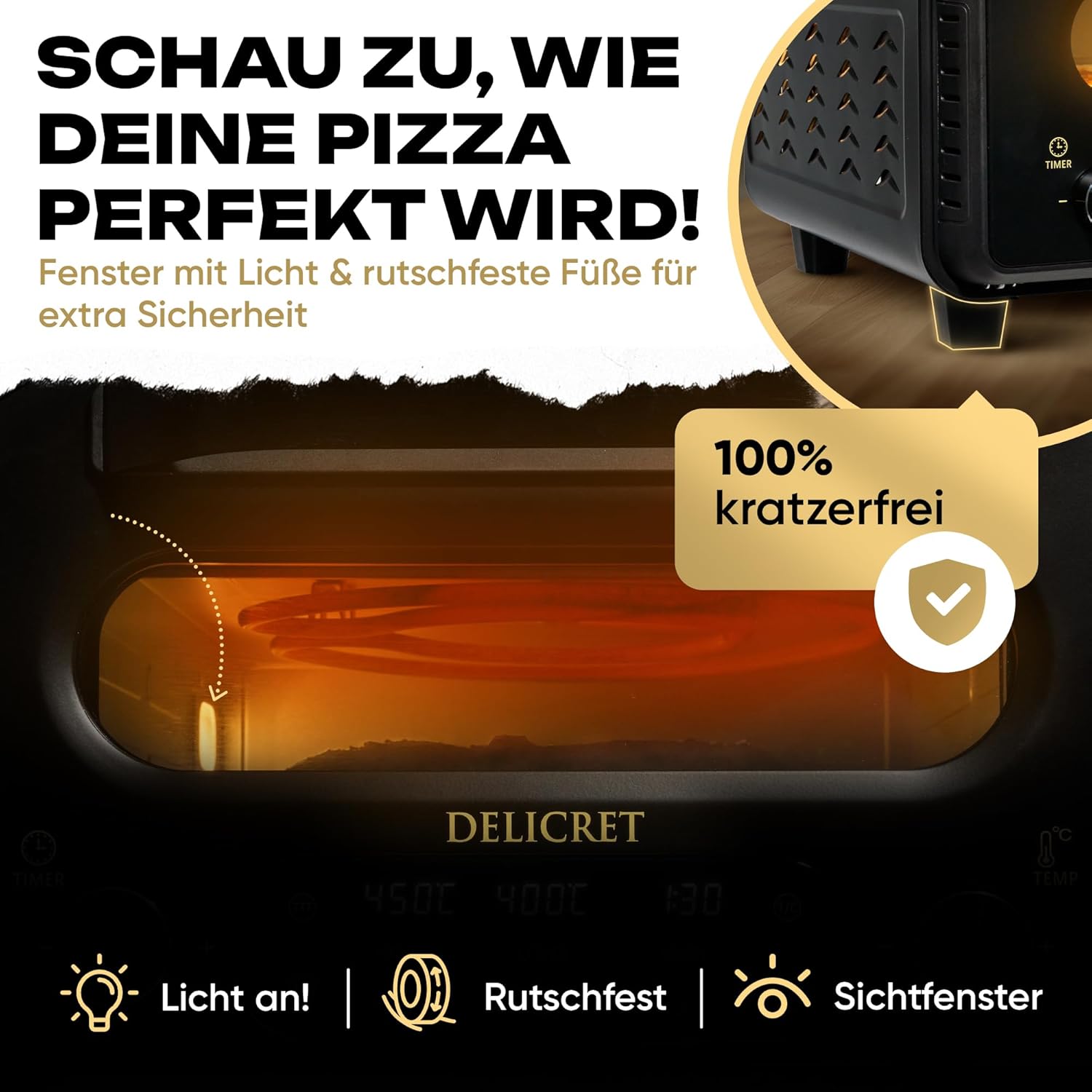 DELICRET elektrischer Pizzaofen 12