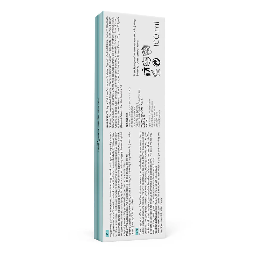 Apis Optima Apident toothpaste with Dead Sea minerals and fresh mint - deep cleansing and natural whitening | 100ml