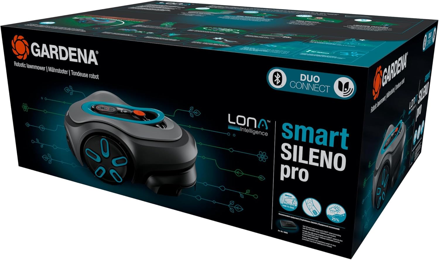 Gardena smart SILENO pro 600 m² Mähroboter, für Rasenflächen bis 600 m², LONA Intelligence, Trim-to-Edge, DuoConnect, leiser Betrieb, intelligenter Mäher mit App Steuerung (19802-20)