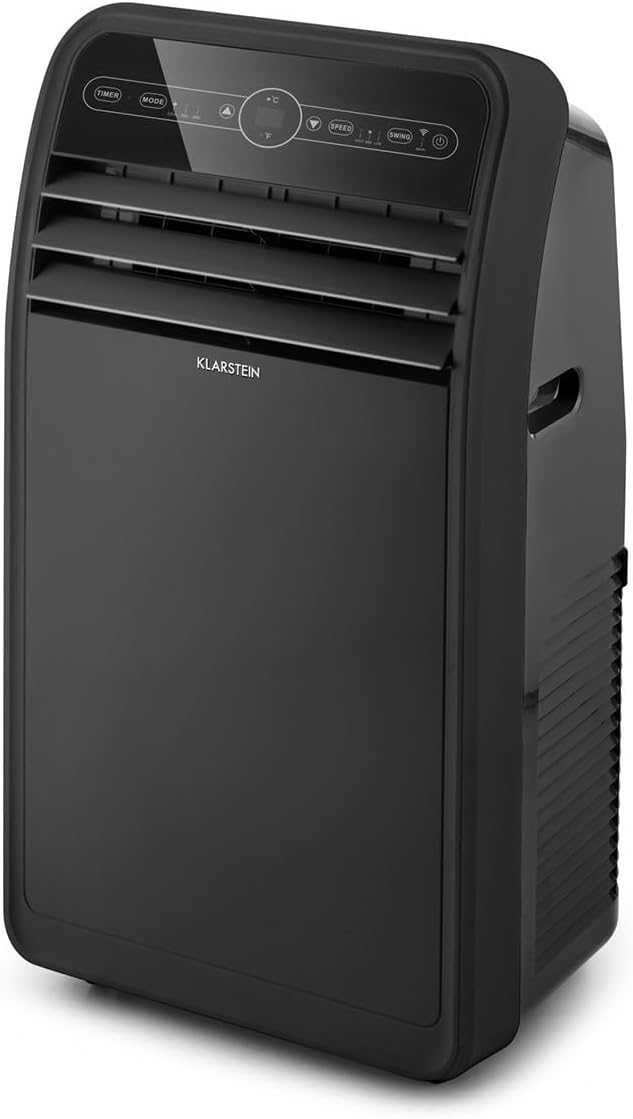Klarstein Mobile Klimaanlage mit Abluftschlauch, 4-in-1 Klimagerät mit Ventilator, Luftentfeuchter & Nachtmodus, Kleine & Portable Klimaanlage für Wohnung & Büro, Niedriger Verbrauch, 9000 BTU