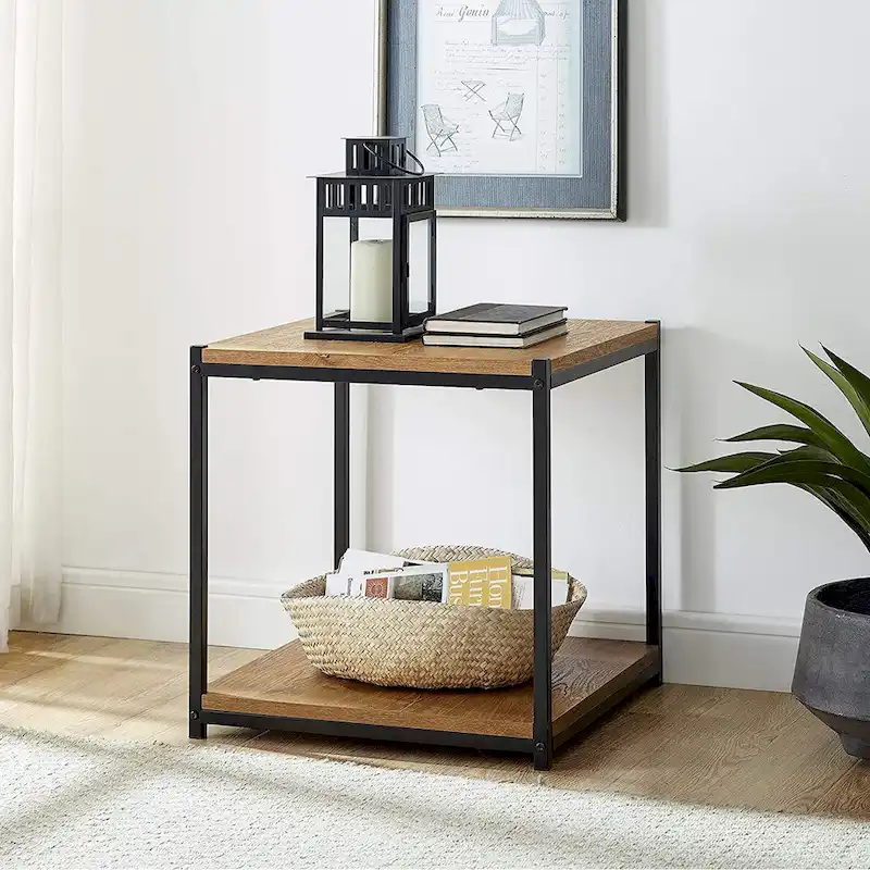 Caffoz Tall Side Table with Storage Shelf