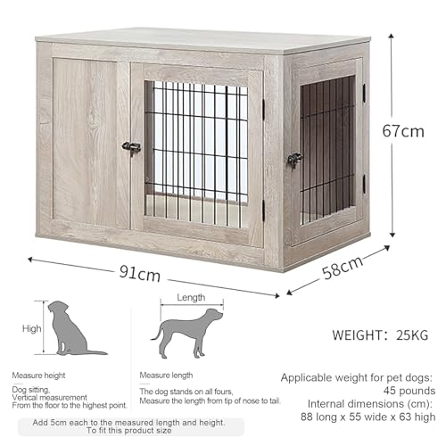 Kennel cane Medio Piccolo Cuccia Moderna da Interno Grande in Legno e Metallo Casetta Cane Tavolino per Gabbia Elegante Recinto per Cani di Piccolo Media fino a 50 kg. ( Color : Gray , Size : 91*58*67 : Amazon.it: Prodotti per animali domestici