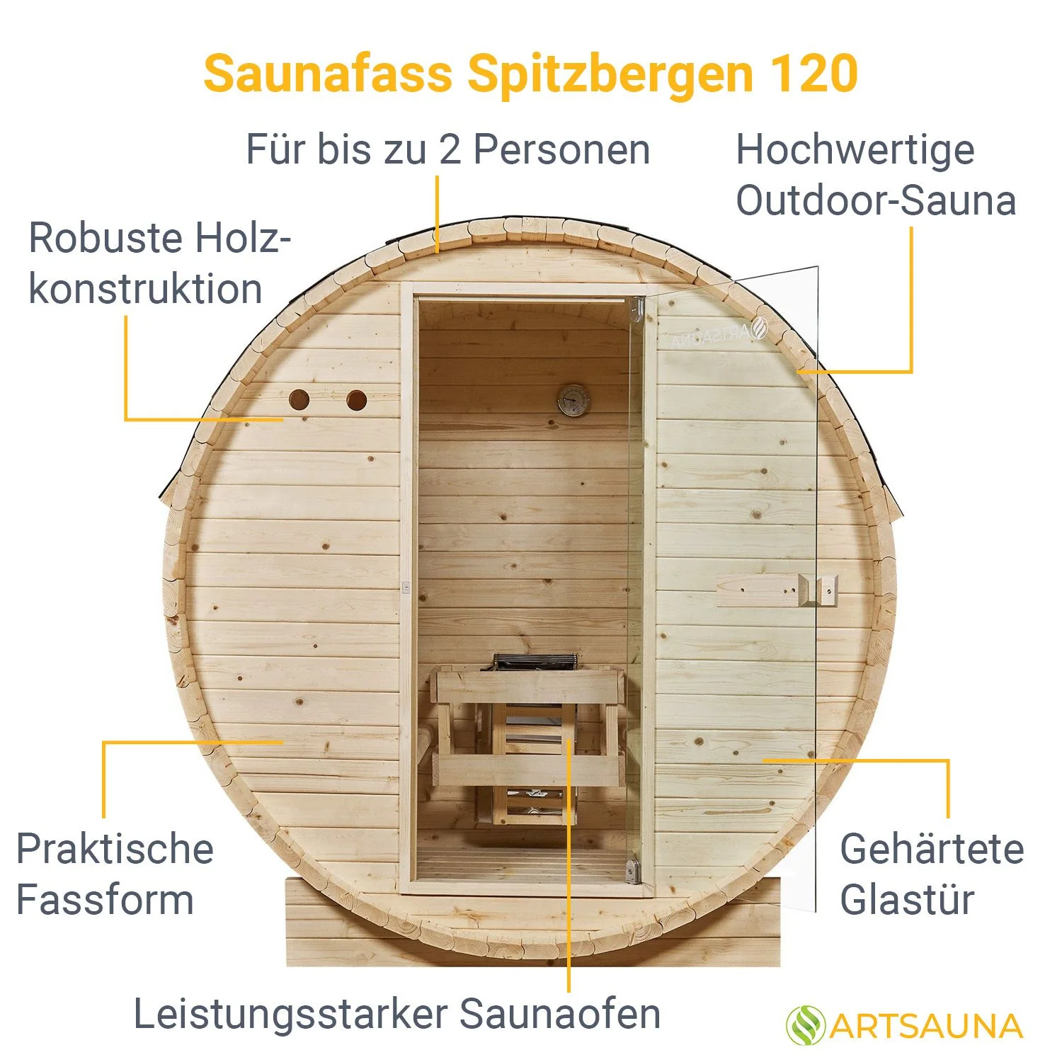2025 Sauna barril Spitzbergen con estufa de sauna