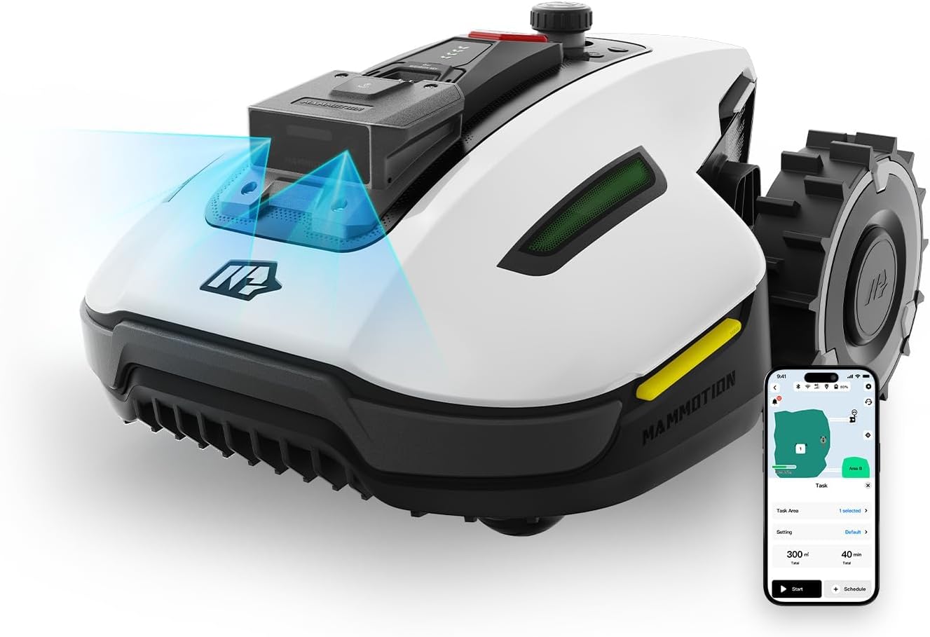 MAMMOTION YUKA Mini 700 Mähroboter ohne Begrenzungskabel, NetRTK+Vision, Keine RTK-Antenne erforderlich, Auto-Kartierung, Empf. 700m², Max. 1100m², mit 4G-Modul, 50% Steigung