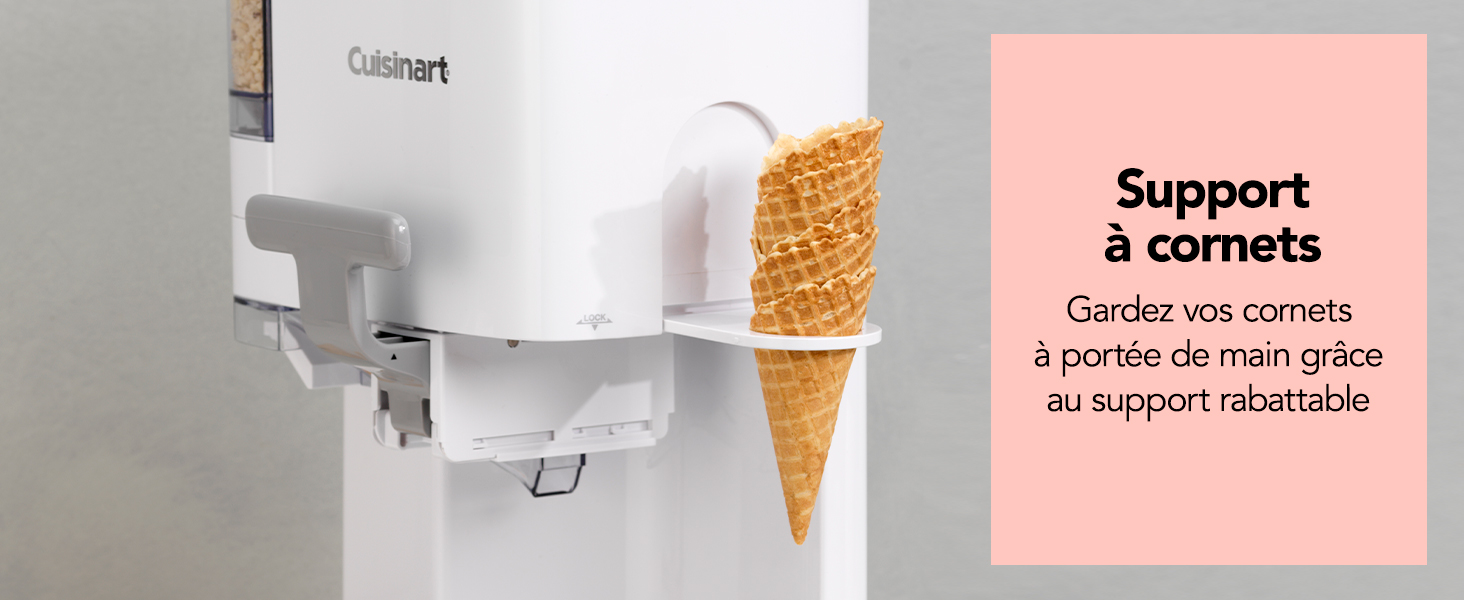 Cuisinart, machine à glace, ICE48E, sorbetière, glace à l'italienne maison, support à cornet