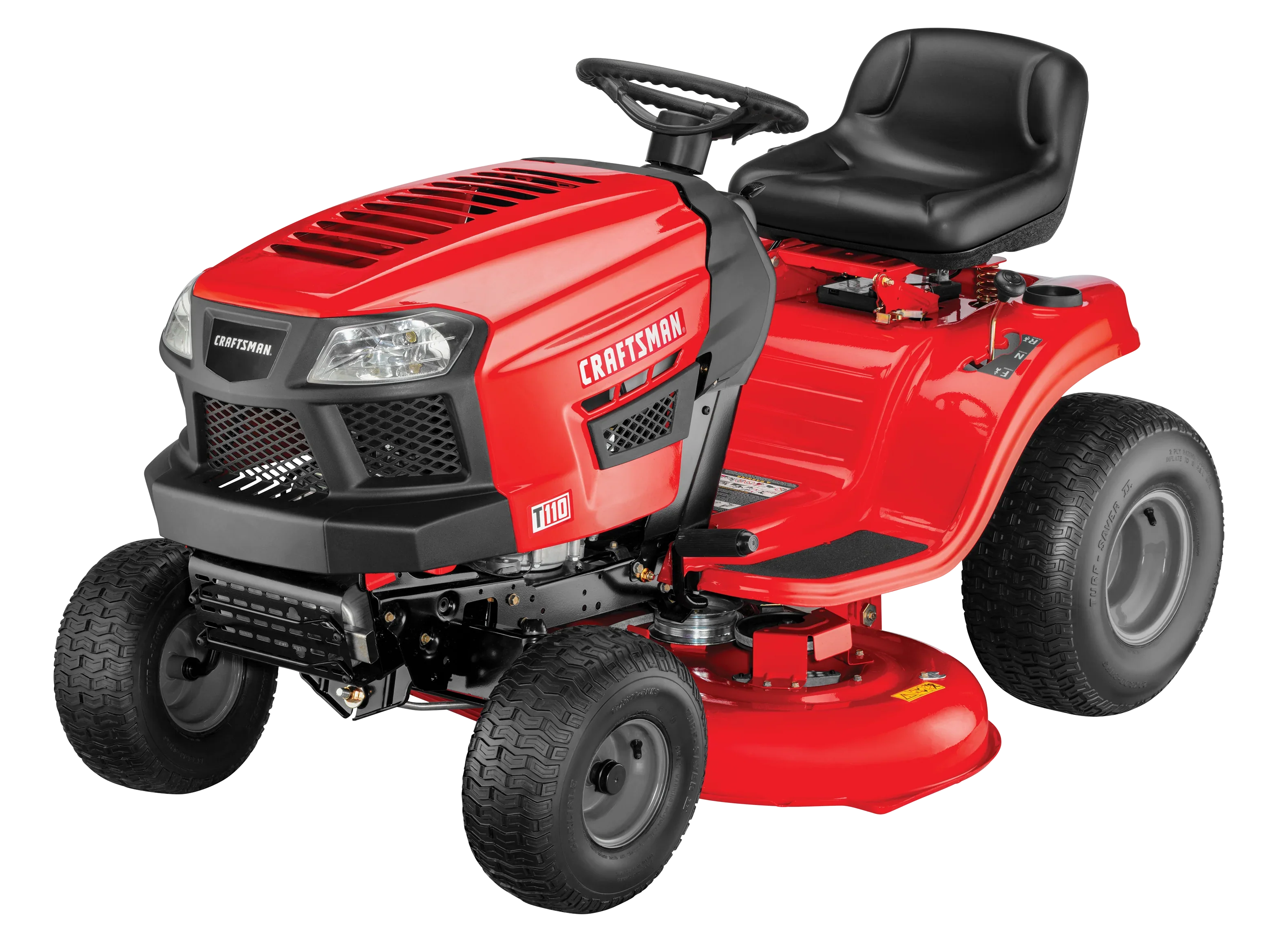 Craftsman T110 42-in Riding Lawn Mower �C 17.5 HP Briggs & Stratton Engine �C 7-Speed Transmission �C Model 13AN77XS093
