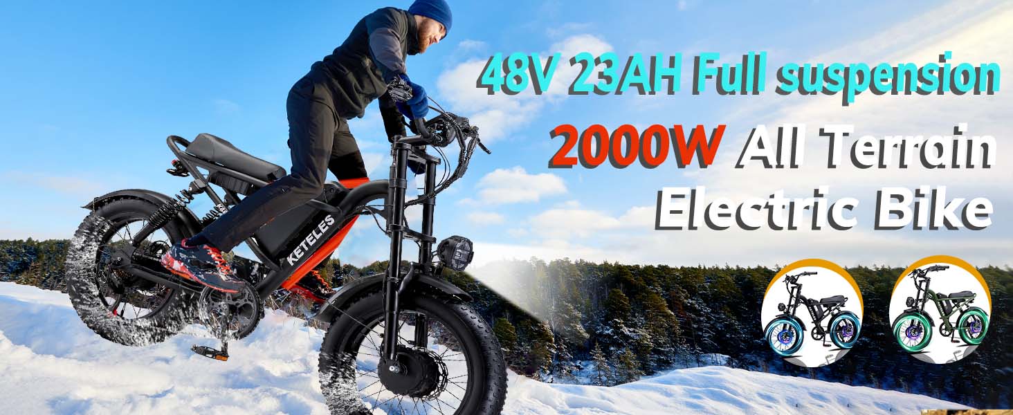 Electric Bike for Adults 2000W AWD Moped Style Ebike