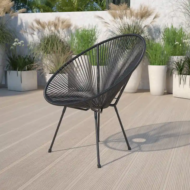 Rattan and Bungee Papasan Lounge Chair