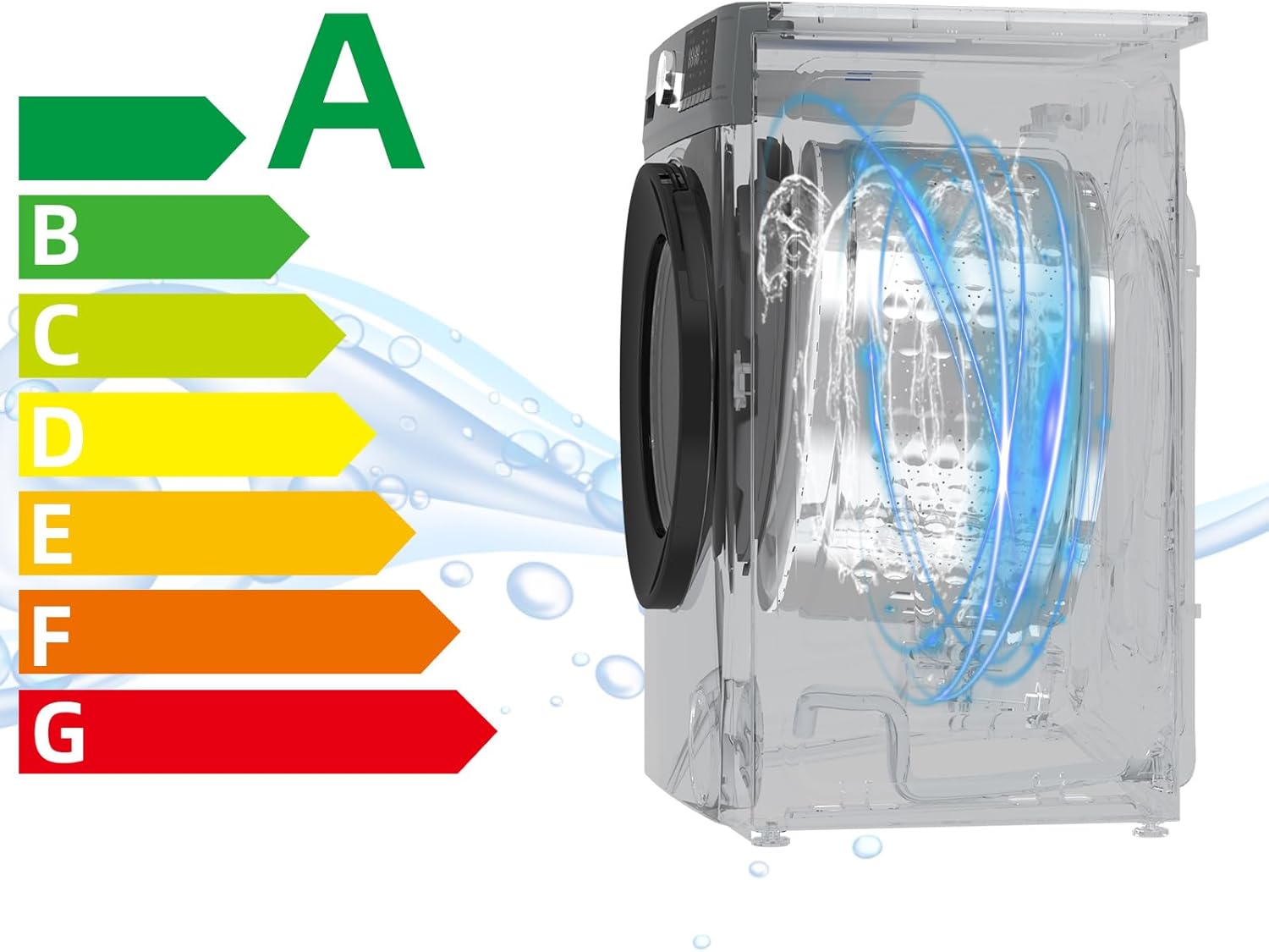 CHiQ Waschmaschine 7kg, 15 Programme, InverterMotor, Eco-Logic, Speed Wash, 60x46,5x84cm, Auto Clean, Washer Grau, CW07123863AX