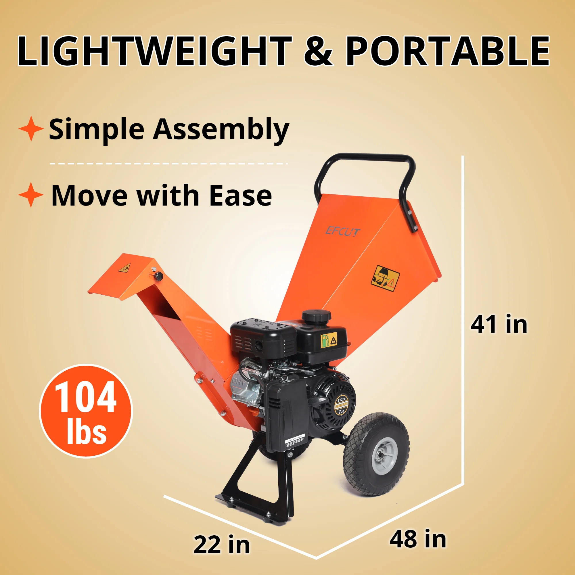 EFCUT R30 Houtversnipperaar - Shredder Mulcher, 7PK Benzine, Compact Ontwerp, Max Capaciteit 3 Inch (R0)