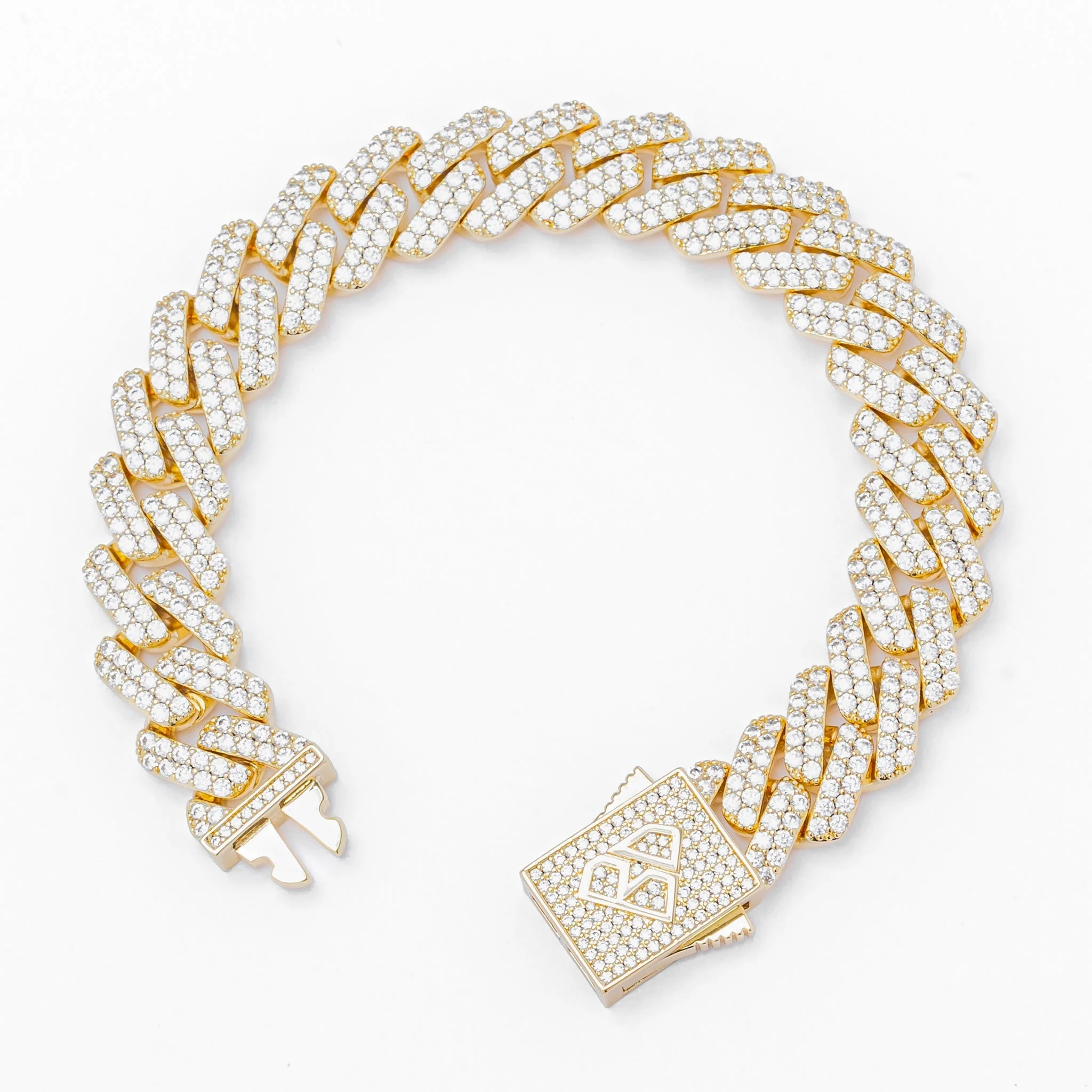 Big Daddy 12MM Gold Diamond Figaro Iced Out Bracelet