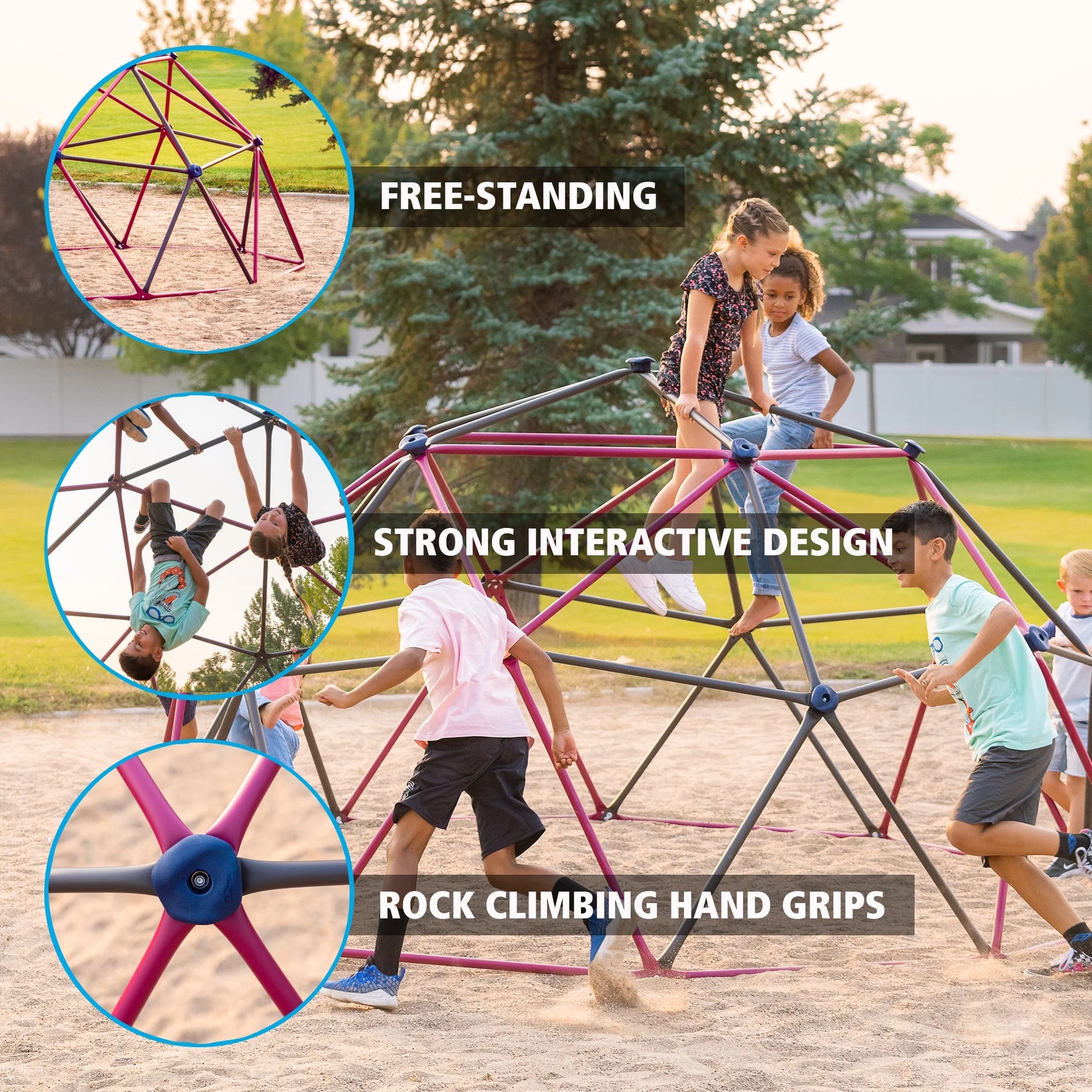 2025 Estructura de Escalada Dome para Niños de Lifetime – 5.5 ft de Alto x 11 ft de Ancho, Berry y Marrón (91088)